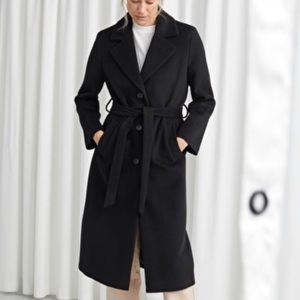 & Other Stories Black Oversized Alpaca Blend Coat